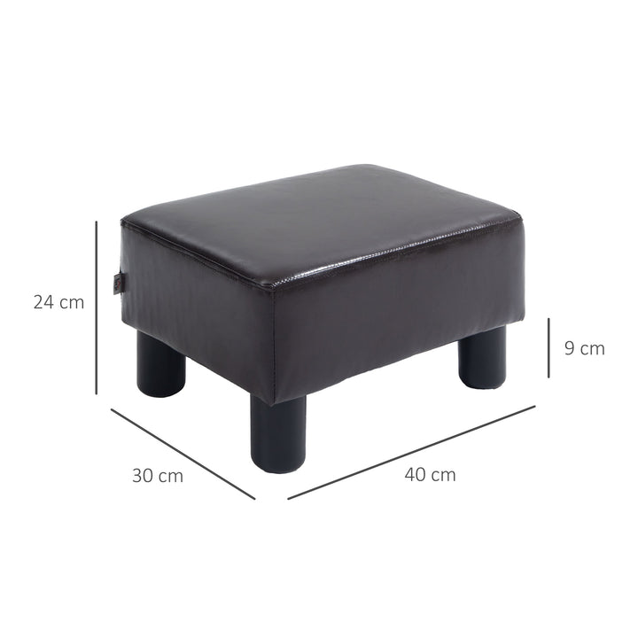 PU Leather Footstool Ottoman Cube with 4 Plastic Legs, Brown