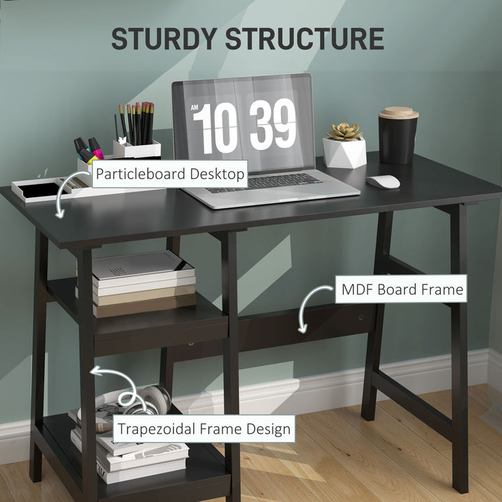 Compact Computer Desk with Storage Shelves, Study Table with Bookshelf, PC Table Workstation for Home Office, Study, Easy Assembly, 106 x 51cm, Black