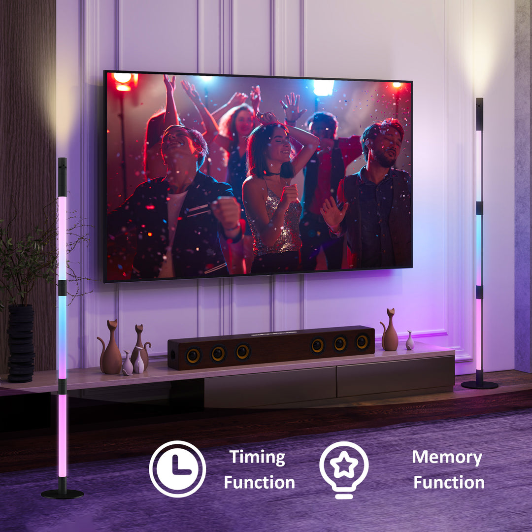 LED Floor Lamp with Reading Light, 360° RGB Detachable Corner Floor Lamp with App & Remote Control, Standing Lamp with Music Sync & Timing, for Living Room, Game Room, Dark Grey