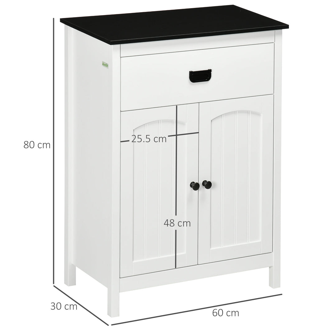 kleankin Spacious Bathroom Cabinet: White Storage Unit with Drawer, Double Door & Adjustable Shelf | Aosom UK