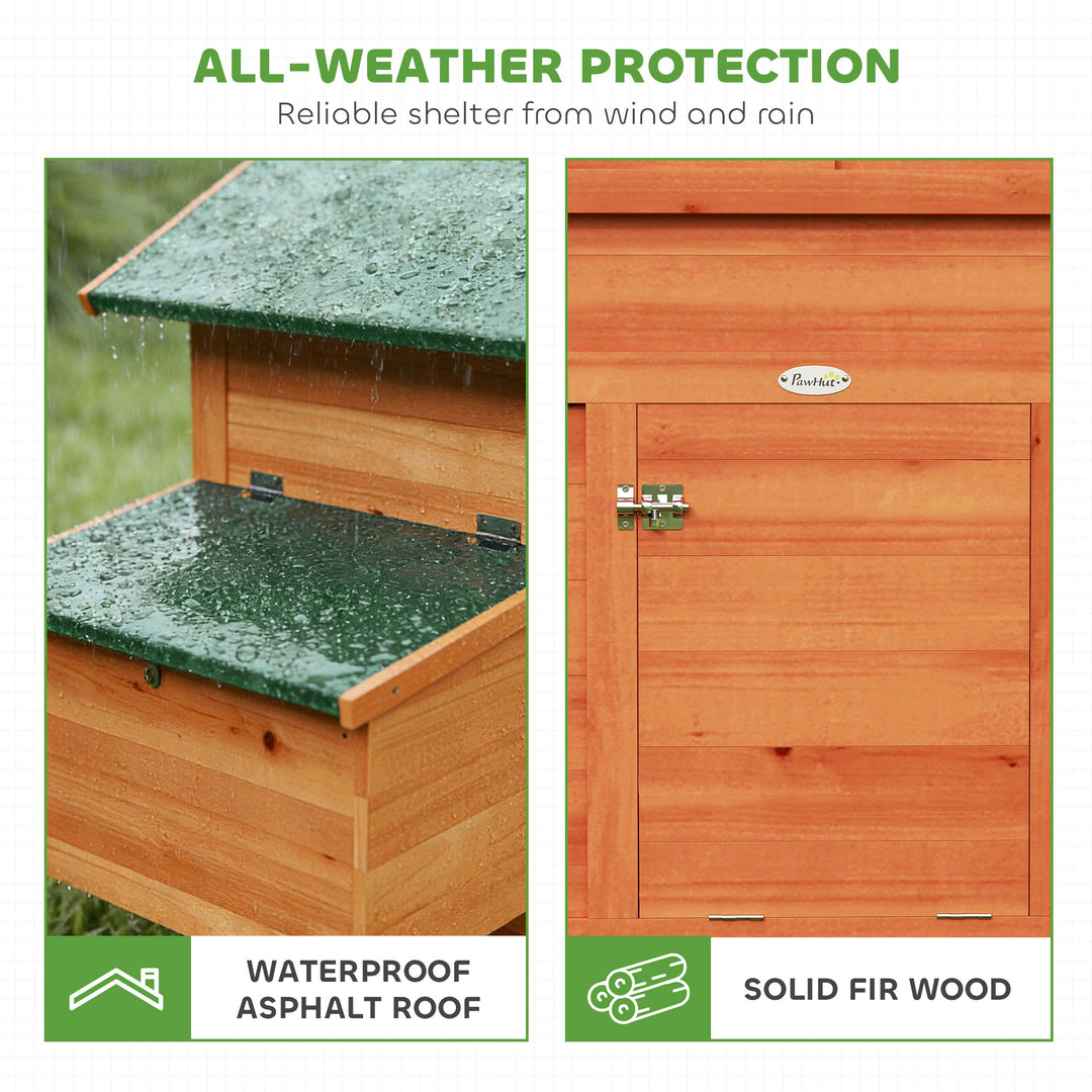 Chicken Coop, Wooden Hen House with Nesting Box, Pull-Out Tray, Slidin