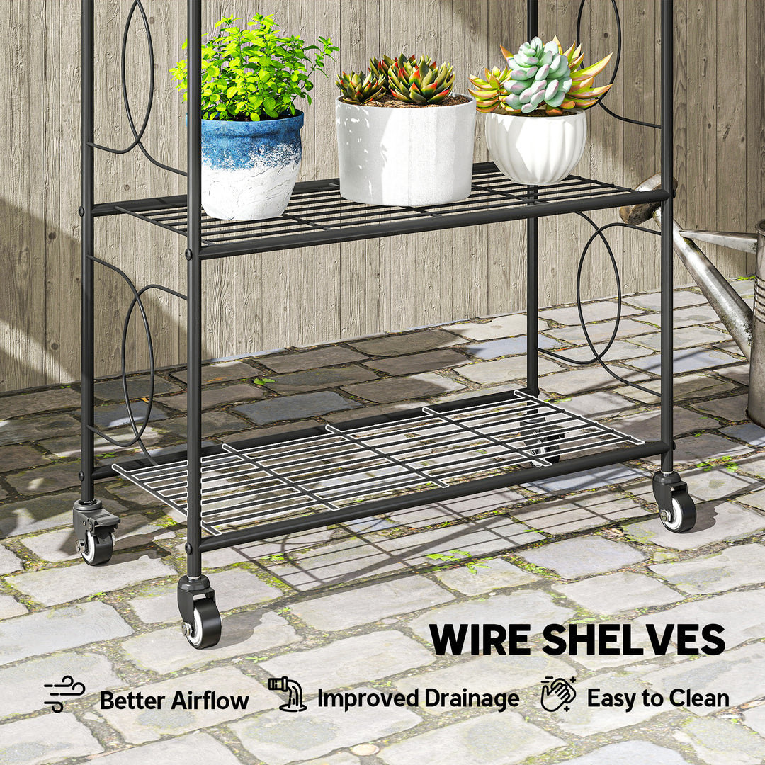 4-Tier Metal Plant Stand, Heavy Duty Ladder Shelf Potted Plants Displa