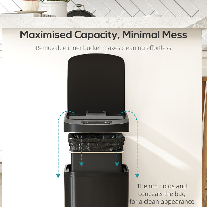 12L Sensor Bin, Automatic Touchless Motion Sensor Kitchen Bin with Fingerprint Resistant Stainless Steel