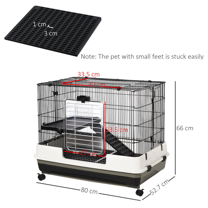 PawHut Small Animal Guinea Pigs Hutches Steel Wire Rabbit Cage Pet Play House W/ Waste Tray Black | Aosom UK