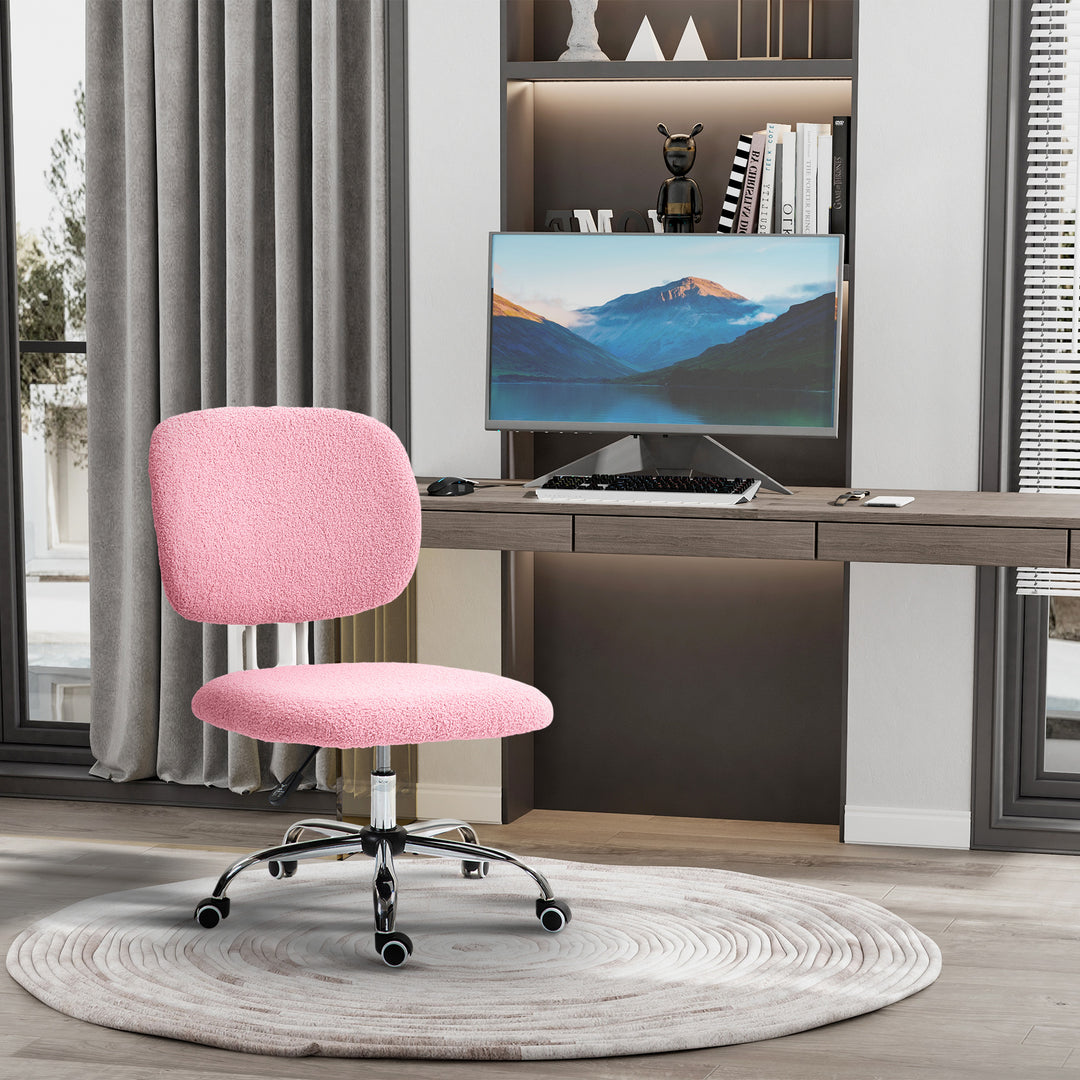 Teddy Fleece Armless Office Chair - Pink