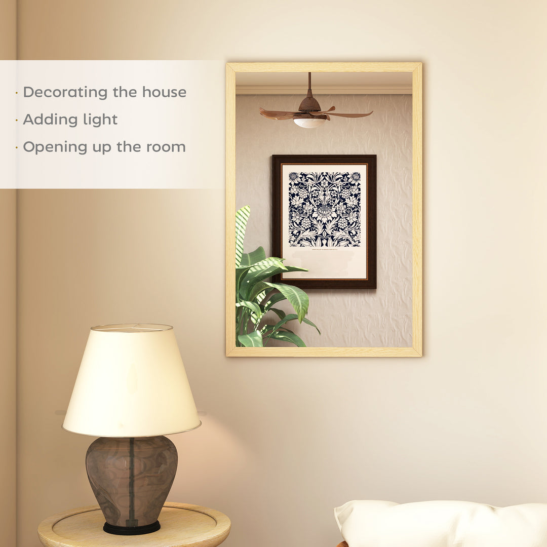 Wall Bathroom Mirror, 60 x 40 cm Wall-Mounted Mirror for Living Room, 