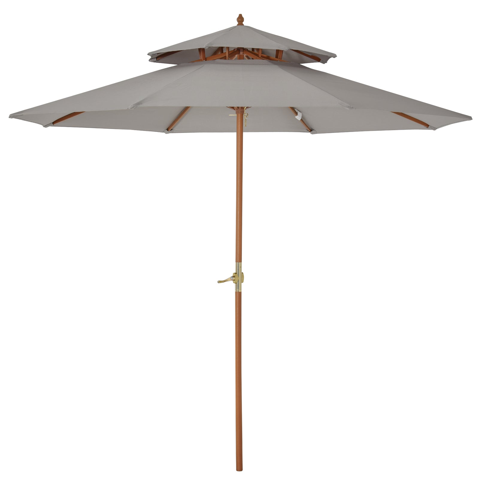 2.7m Elegant Wooden Frame Parasol Umbrella - Grey
