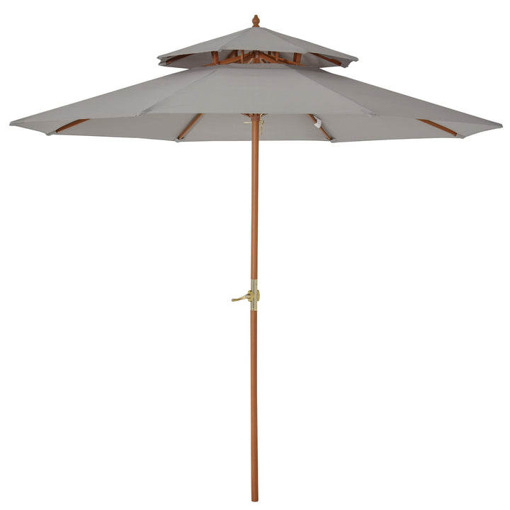 2.7m Elegant Wooden Frame Parasol Umbrella - Grey