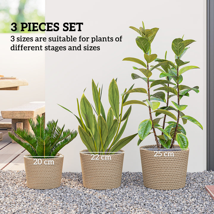 Seagrass Planters Set of 3 Plant Pots for Indoor Outdoor Patio Balcony