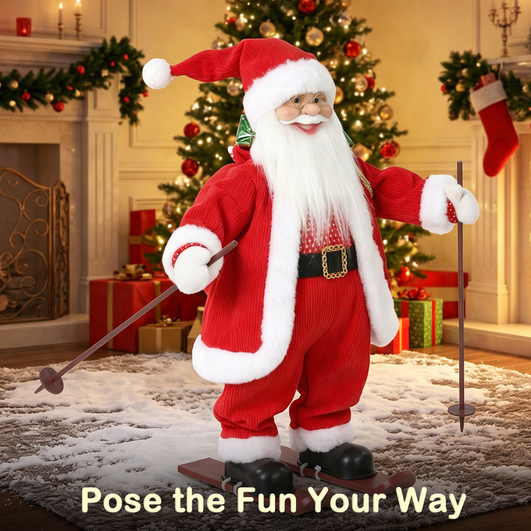 2ft Singing Skiing Santa Claus, Standing Christmas Animated Santa - view 6