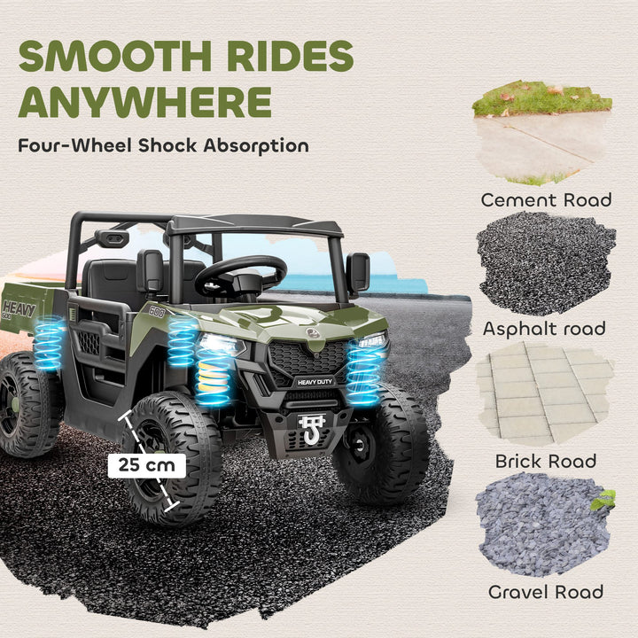 Kids Ride on Car, 12V Electric Kids UTV with Electric Dump Bed, 4-Wheel Suspension for 3-8 Years