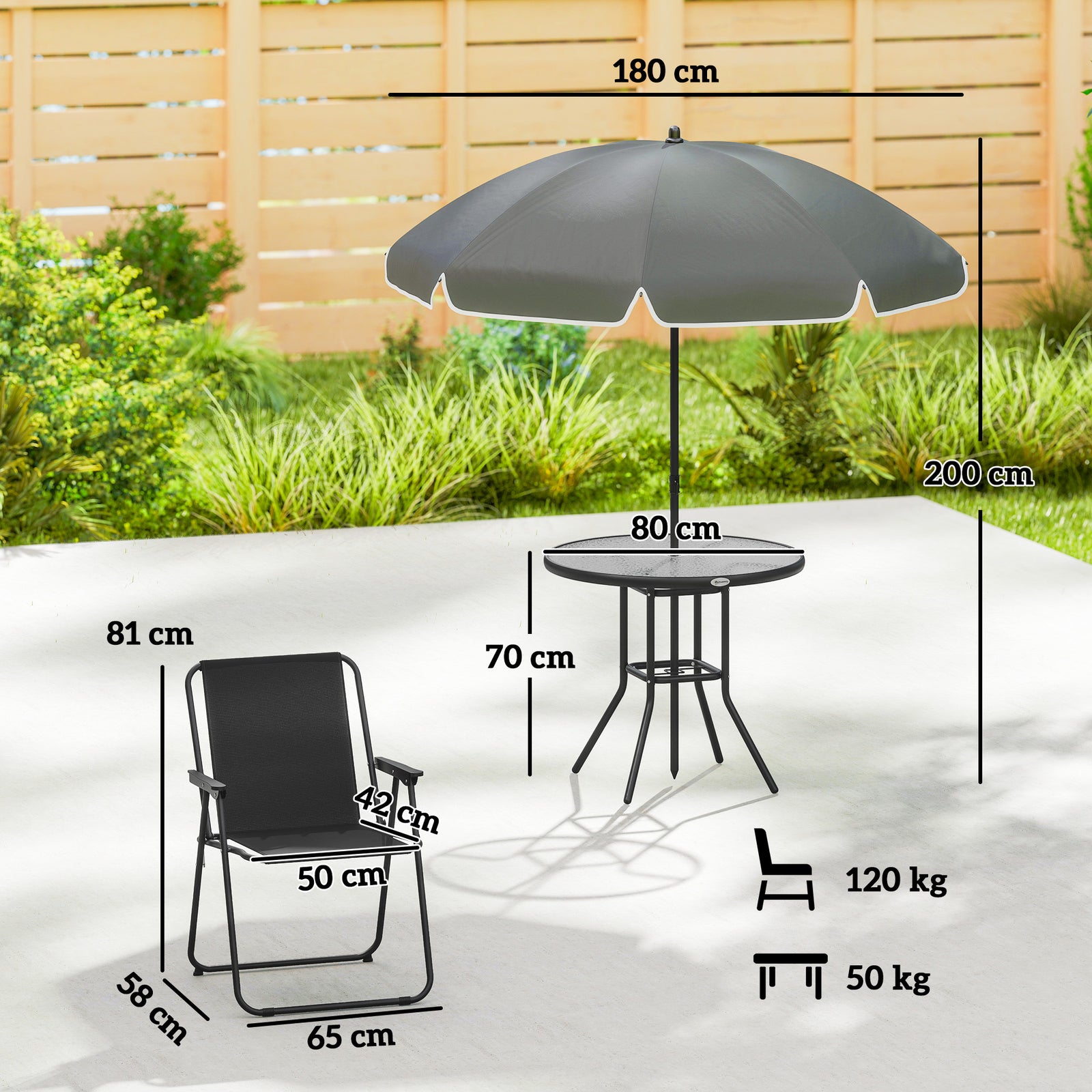 4 Seater Garden Furniture Set, 6 Pieces Garden Table and Chairs with P