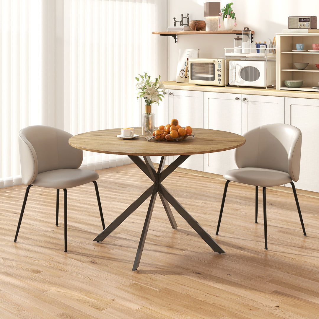 Dining Table for 4, 120 cm Industrial Kitchen Table with Wood Effect Tabletop and Steel Legs