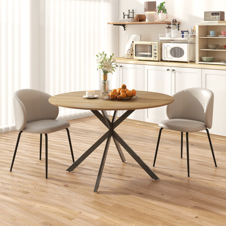 Dining Table for 4, 120 cm Industrial Kitchen Table with Wood Effect Tabletop and Steel Legs