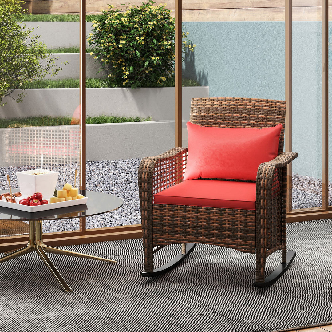 Rattan Rocking Chair - Red