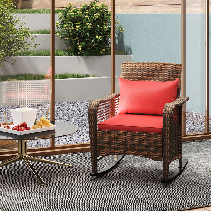 Rattan Rocking Chair - Red