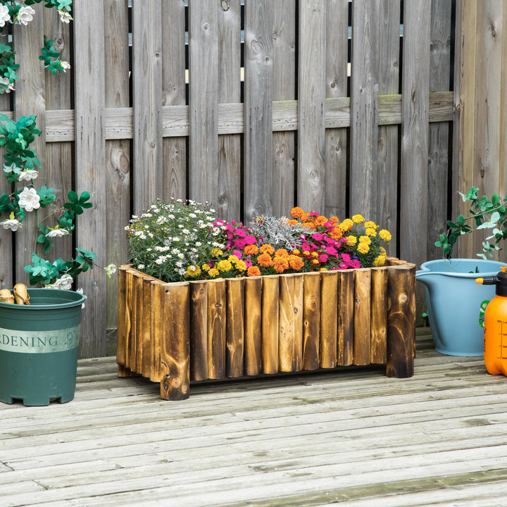 52L Raised Flower Bed Wooden Rectangular Planter Container Box Herb Pot Flower Pot 78L x 35W x 30H (cm)