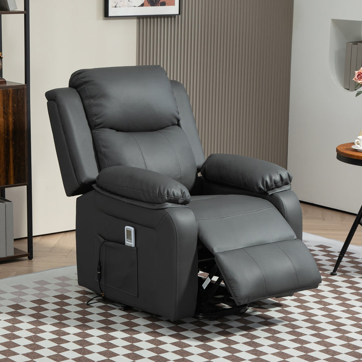 HOMCOM Electric Power Lift Recliner Chair Vibration Massage Reclining Chair with Remote Control and Side Pocket, Dark Grey