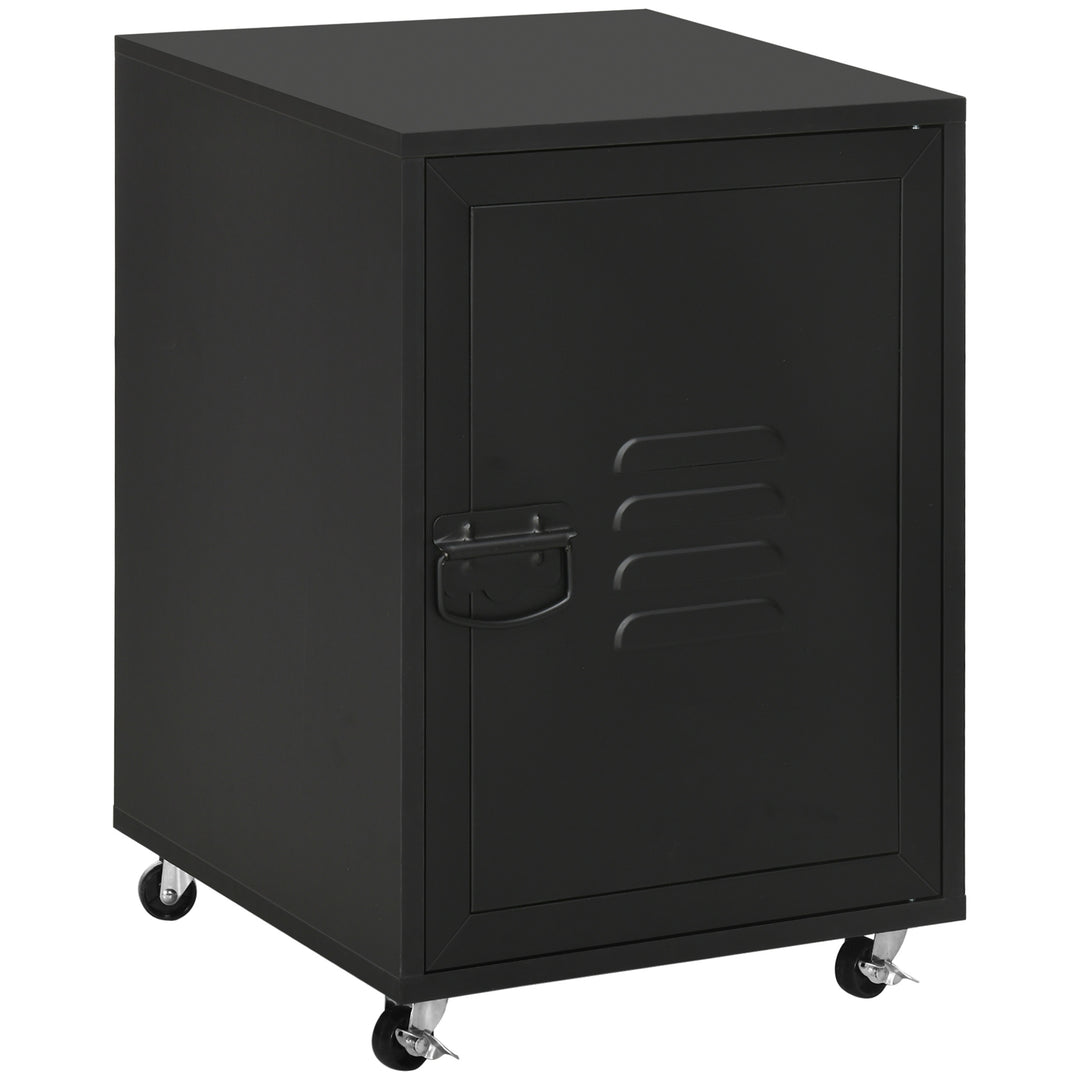 MCL Rolling Metal Filing Cabinet, Industrial Mobile Storage Cabinet with Adjustable Shelf and Wheels for Home Office Living Room, Black