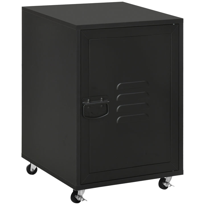MCL Rolling Metal Filing Cabinet, Industrial Mobile Storage Cabinet with Adjustable Shelf and Wheels for Home Office Living Room, Black