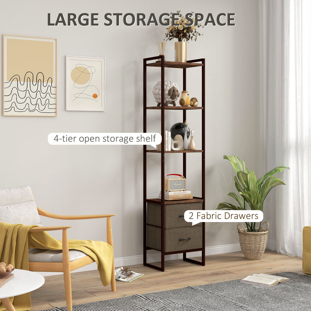 Four-Tier Industrial Display Shelf, with Bottom Drawers