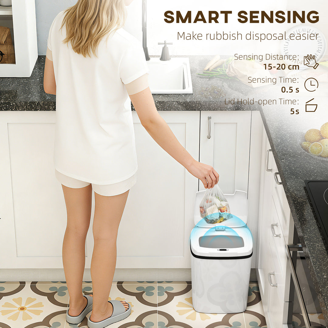 15L Sensor Bin, Automatic Touchless Kitchen Bin, Easy Clean, Battery Operated for Home Office, Bedroom, Bathroom