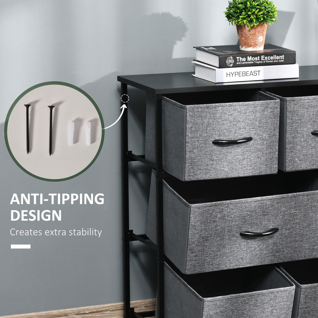 Chest of Drawers with 8 Foldable Drawers, 3-Tier Fabric Bedroom Dresser, Clothes Storage Unit for Bedroom Living Room, Dark Grey