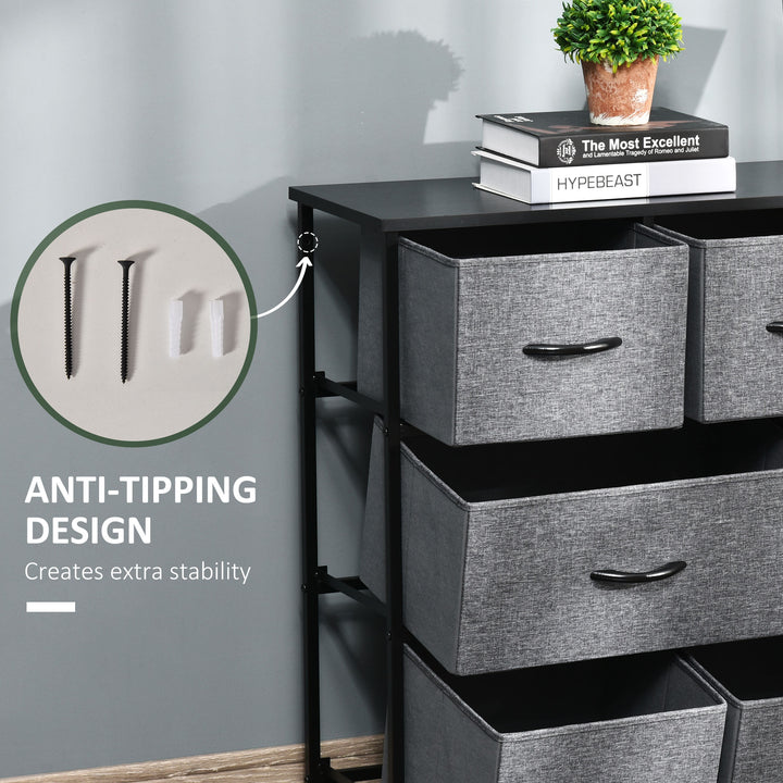 Chest of Drawers with 8 Foldable Drawers, 3-Tier Fabric Bedroom Dresser, Clothes Storage Unit for Bedroom Living Room, Dark Grey