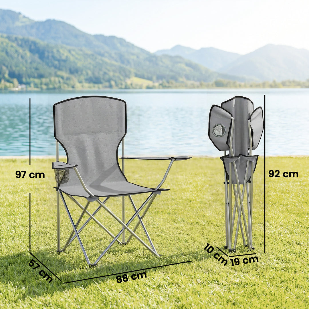 Camping Chair Set of 2 Portable Folding Outdoor Camp Chair with Cup Ho