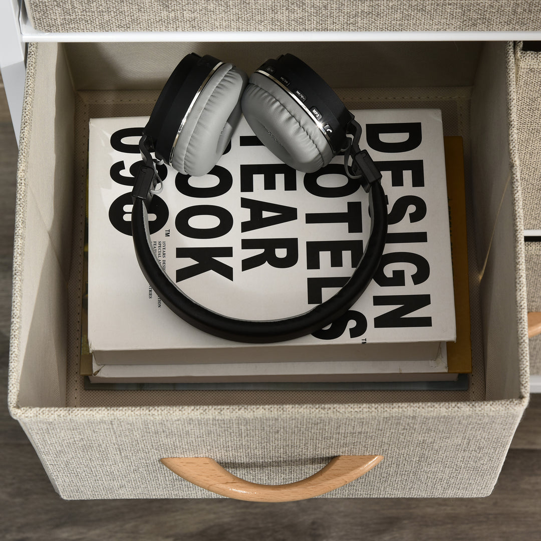 MCL 4 Drawer Storage Chest Unit Home Cabinet w/ Shelves Home Living Room Bedroom Entryway Living Furniture, Light Grey