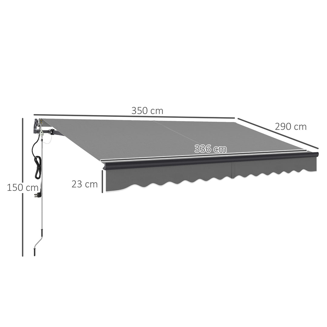 3.5 x 3m Electric/Manual Awning, with Remote - Dark Grey