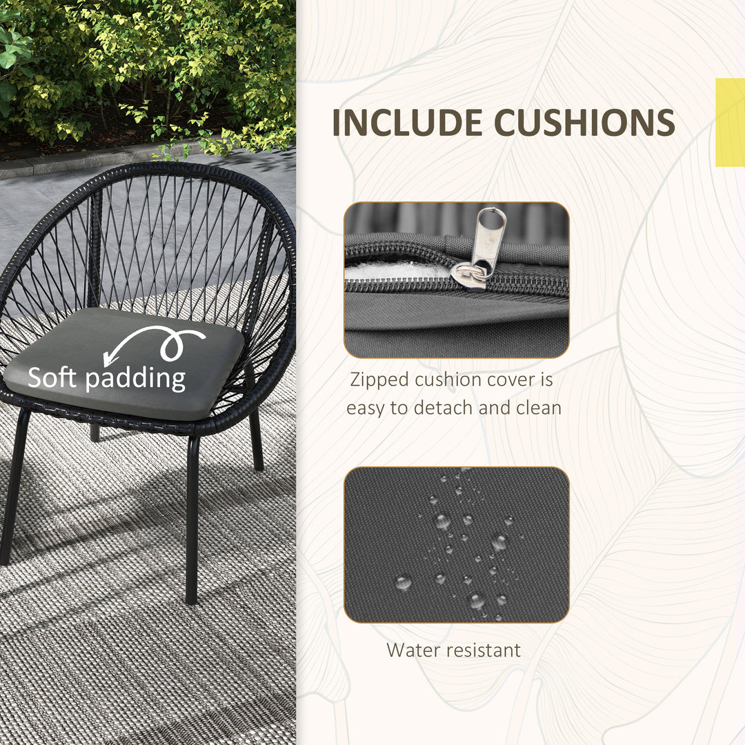 Three-Piece Rattan Bistro Set - Black