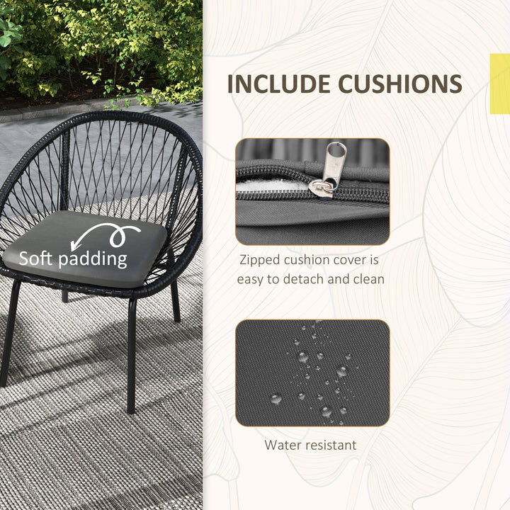 Three-Piece Rattan Bistro Set - Black