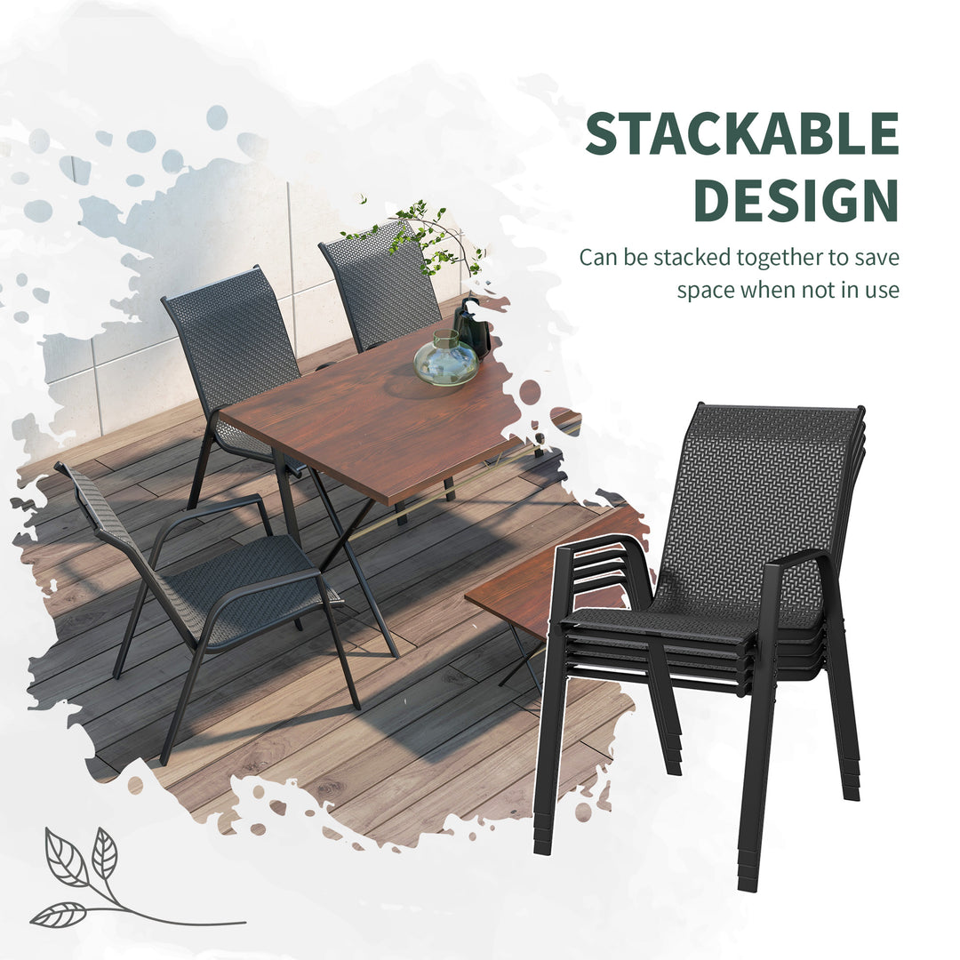 Four-Piece Stacking Rattan Garden Seat Set - Grey