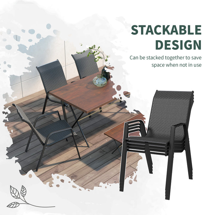 Four-Piece Stacking Rattan Garden Seat Set - Grey