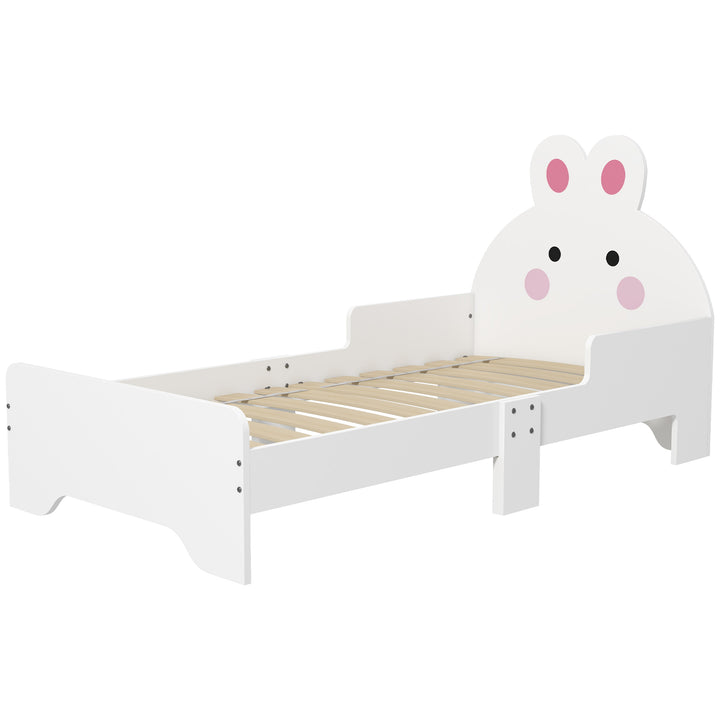 ZONEKIZ Toddler Rabbit Bed Frame, Safe & Sturdy Design, Perfect for Kids' Bedroom, Charming White | Aosom UK