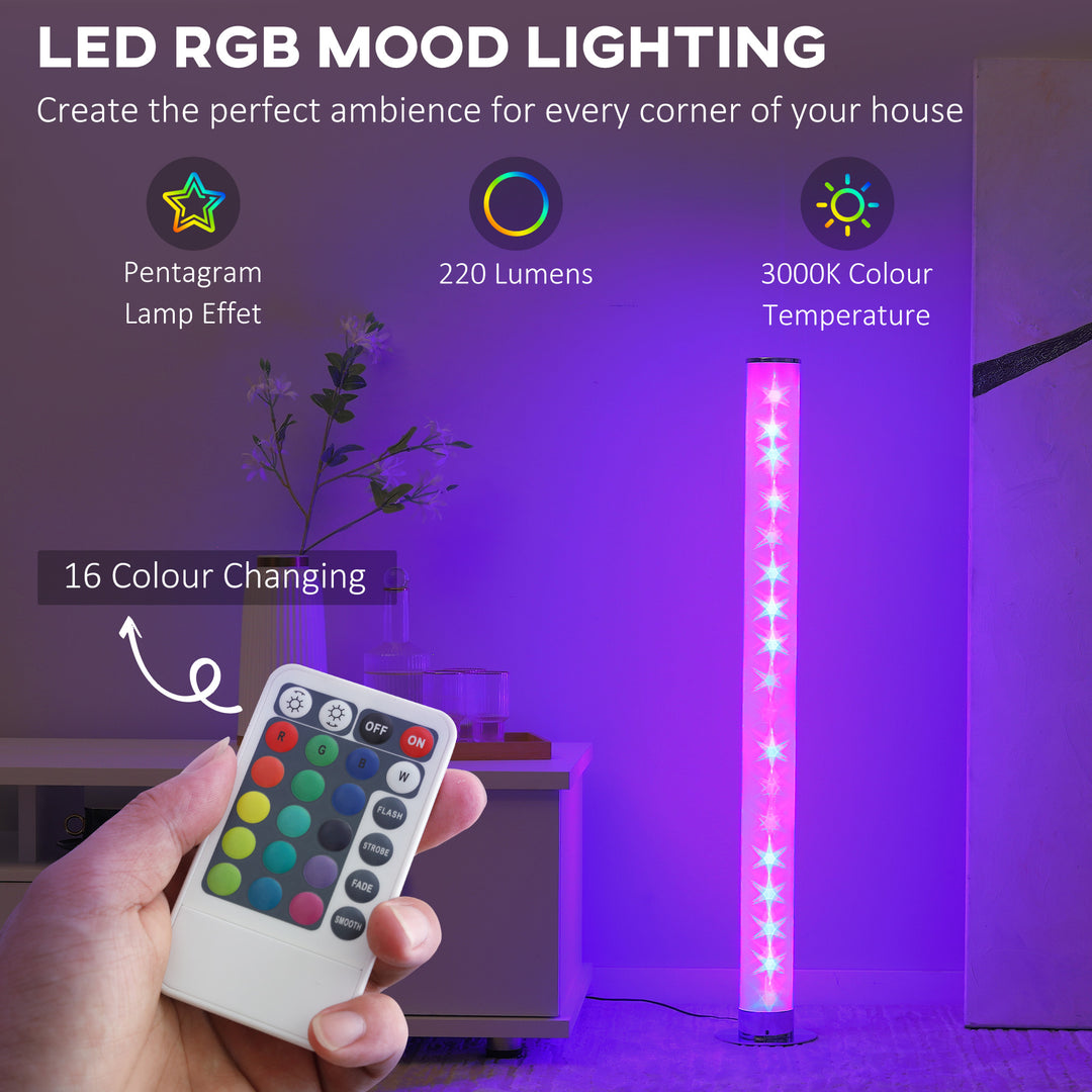 HOMCOM RGB Floor Lamps, Dimmable Corner Lamp with Remote Control & 16 Colours Effects, LED Modern Mood Lighting for Living Room Bedroom Gaming Room
