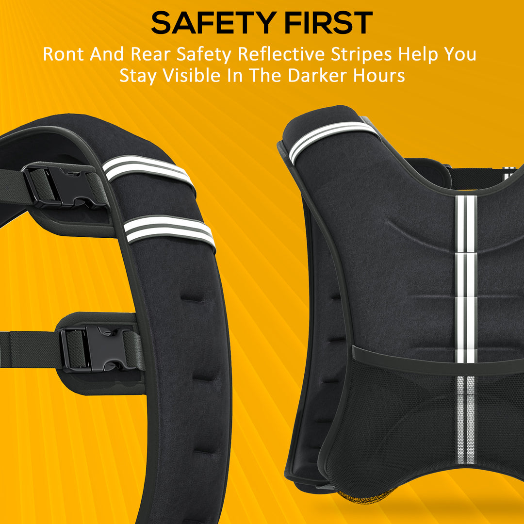 10KG Weighted Vest, Running Weight Vest with Adjustable Straps, Convenient Pocket and Reflective Strips, for Men and Women Cardio Exercise Strength Training Workout