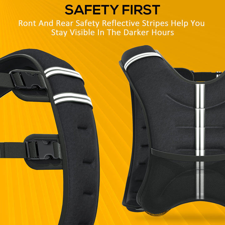 10KG Weighted Vest, Running Weight Vest with Adjustable Straps, Convenient Pocket and Reflective Strips, for Men and Women Cardio Exercise Strength Training Workout