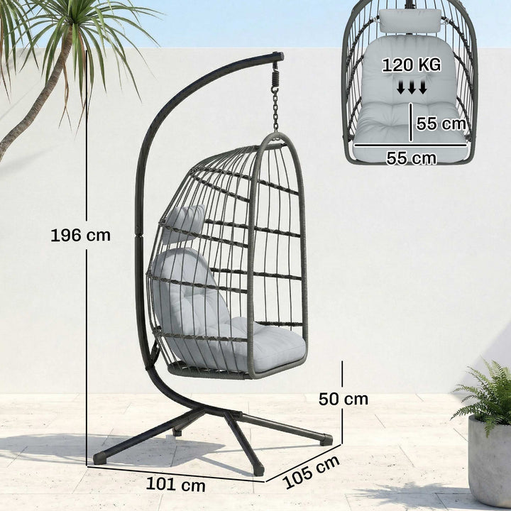 Hanging Egg Chair, Indoor Outdoor Hammock Swing Chair with Stand, Safe