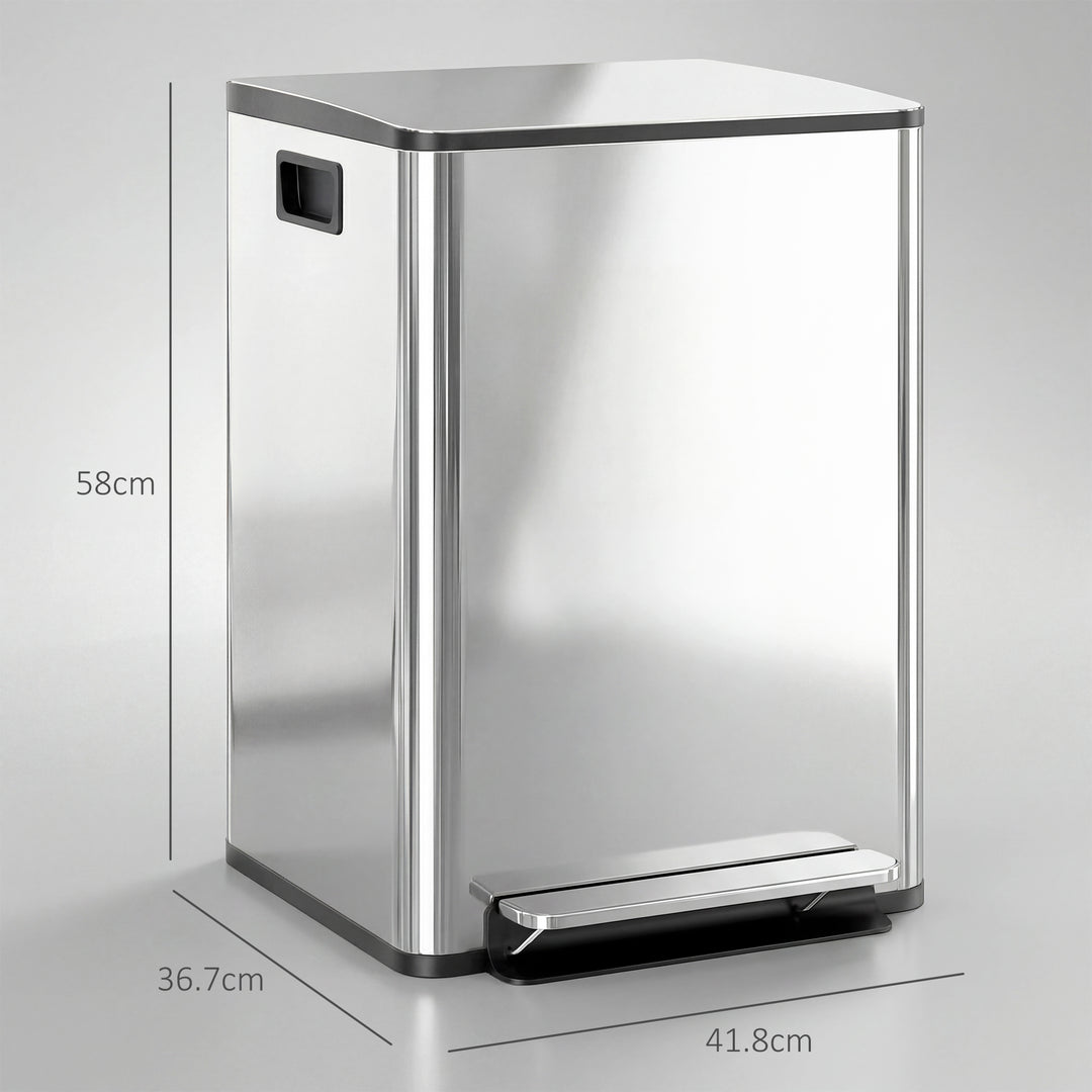 40L Dual Compartment Stainless Steel Bin, with Deodoriser Holders - Si