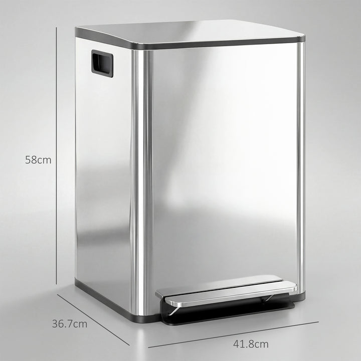 40L Dual Compartment Stainless Steel Bin, with Deodoriser Holders - Si