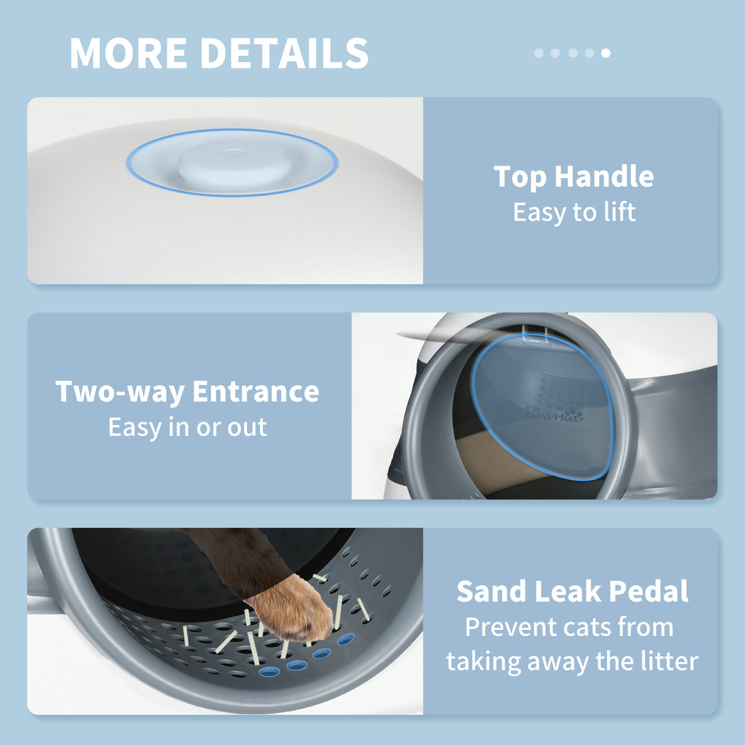 Foldable Cat Litter Tray with Lid, Deodorant, Scoop, White