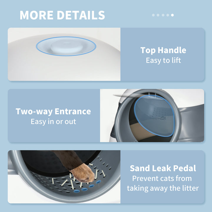 Foldable Cat Litter Tray with Lid, Deodorant, Scoop, White