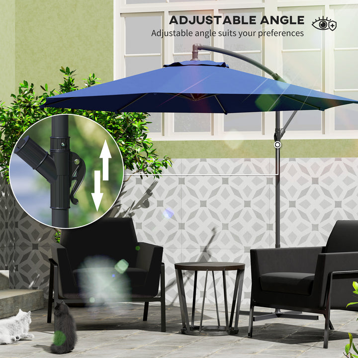 2.45m Overhanging Cantilever Parasol, with Cross Base - Blue