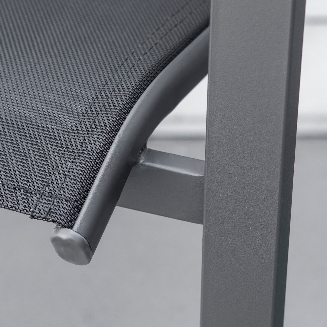 Garden Chairs Set Of 2 Outdoor Chairs with Steel Frame Texteline Seats for Dining Patio Balcony Dark Grey and Black