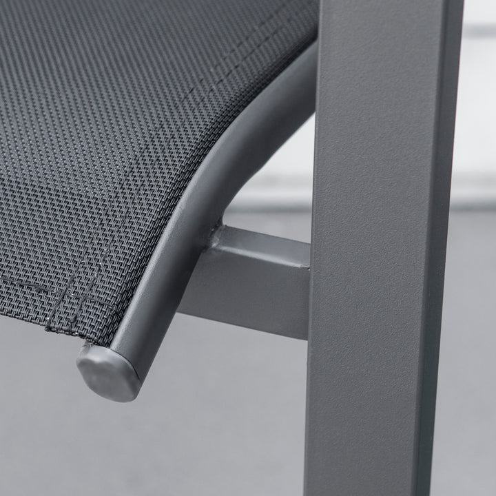Garden Chairs Set Of 2 Outdoor Chairs with Steel Frame Texteline Seats for Dining Patio Balcony Dark Grey and Black