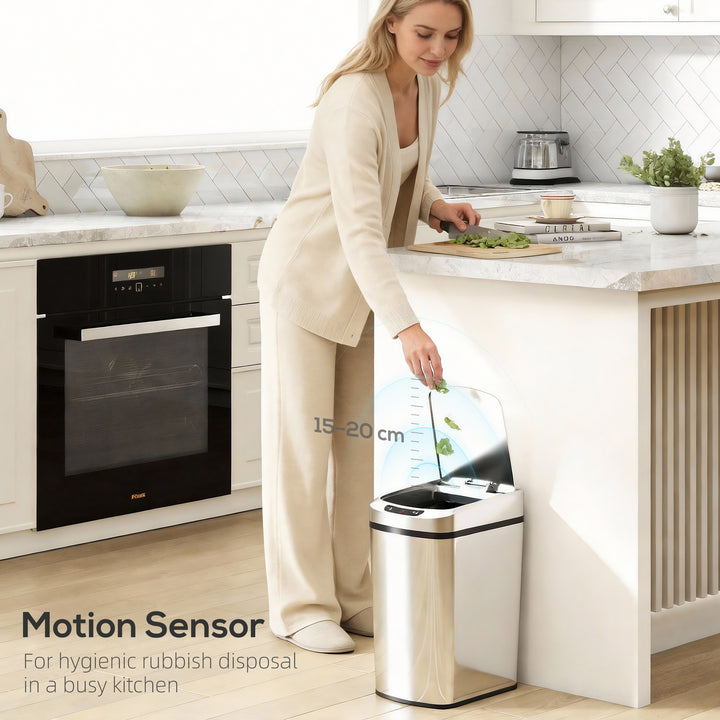 12L Sensor Bin, Automatic Touchless Motion Sensor Kitchen Bin with Fingerprint Resistant Stainless Steel