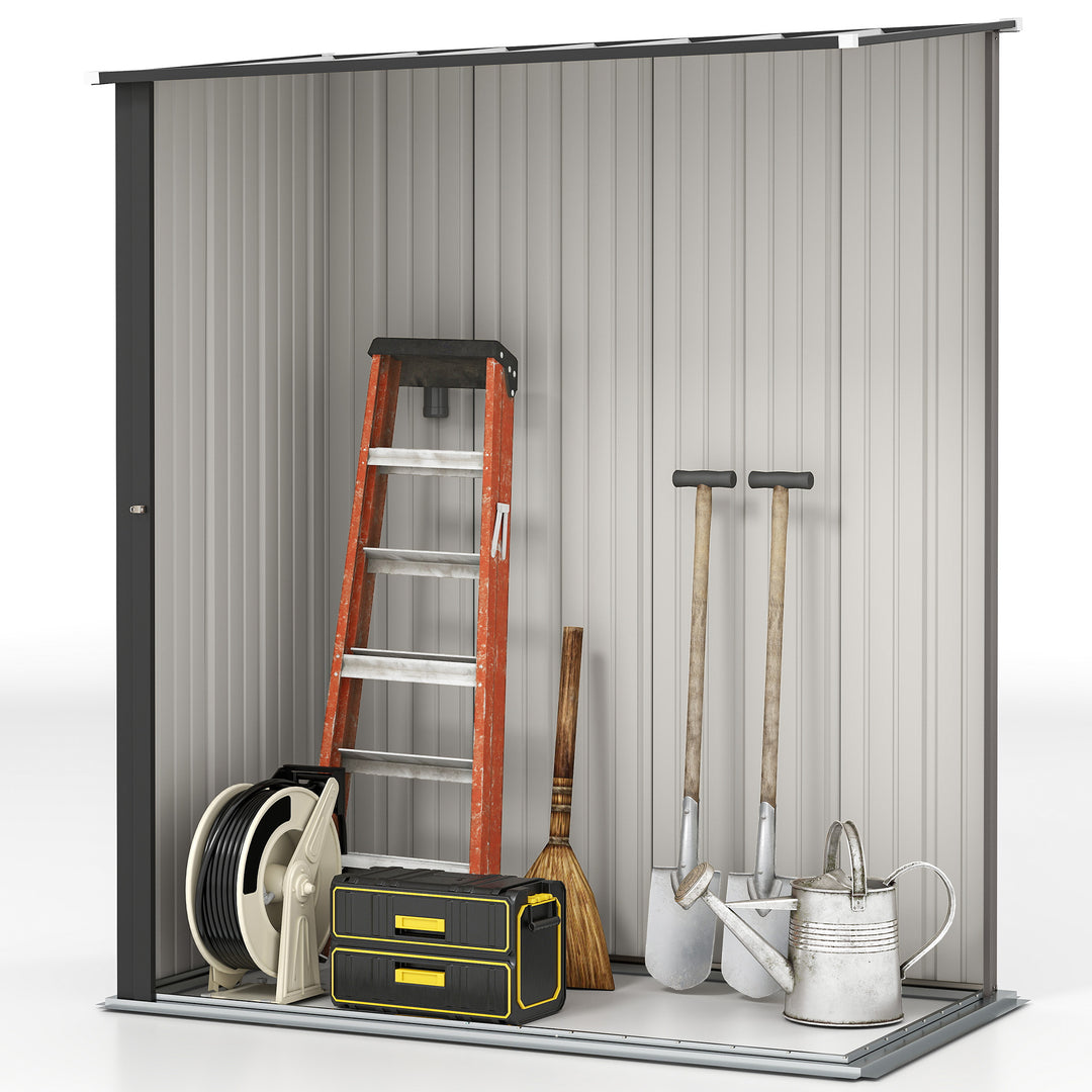 5.3 x 3.1ft Corrugated Steel Garden Shed - Light Grey