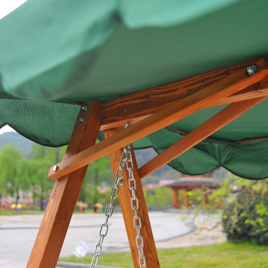 3-Seater Pinewood Swing Chair-Green